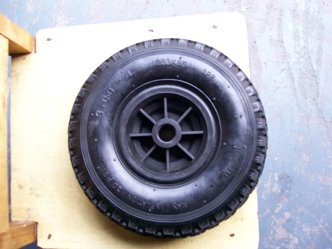 2pr/4pr Tyre Inflatable Plastic Rim High Quality Pneumatic Rubber Wheel with Inner Tube (3.00-4)