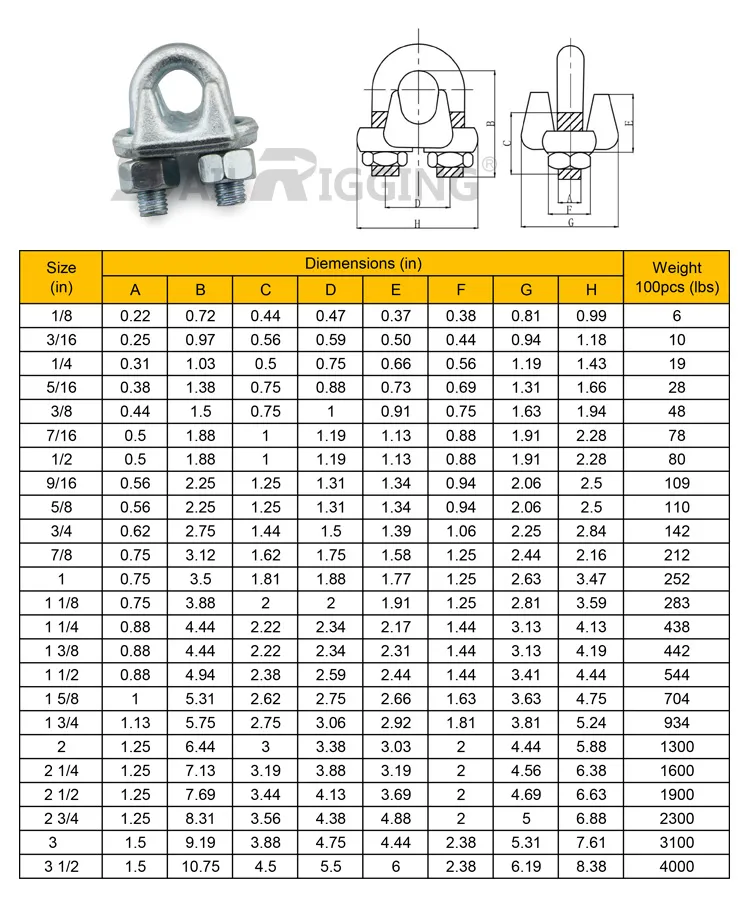 Adjustable Forged Carbon Steel Wire Rope Clamps