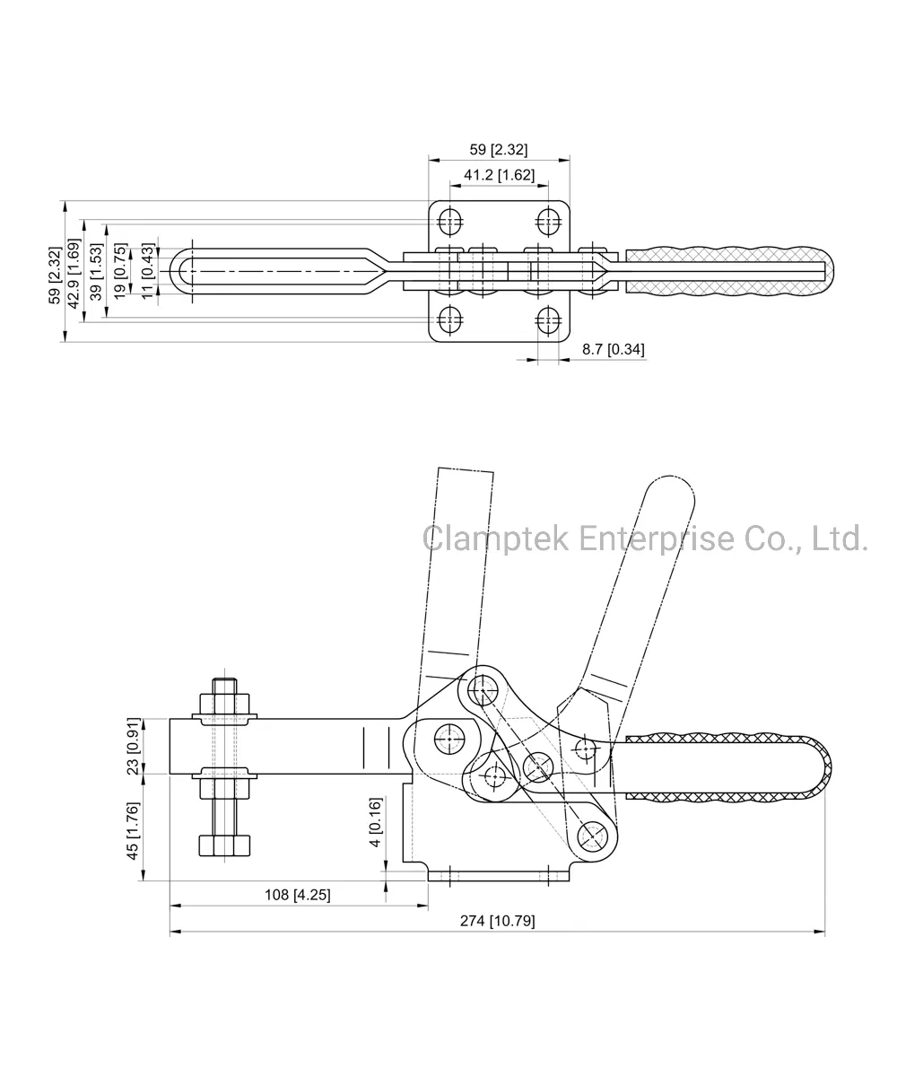 Clamptek Horizontal Handle Type Toggle Clamp CH-23502-B