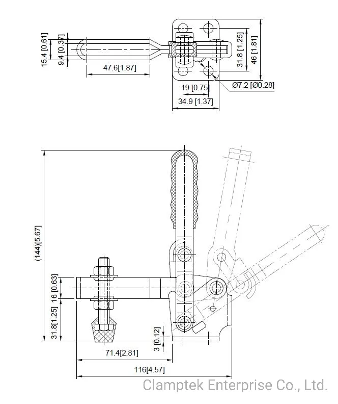 Clamptek Professional China Manufacturer Vertical Handle Type Toggle Clamp CH-12130