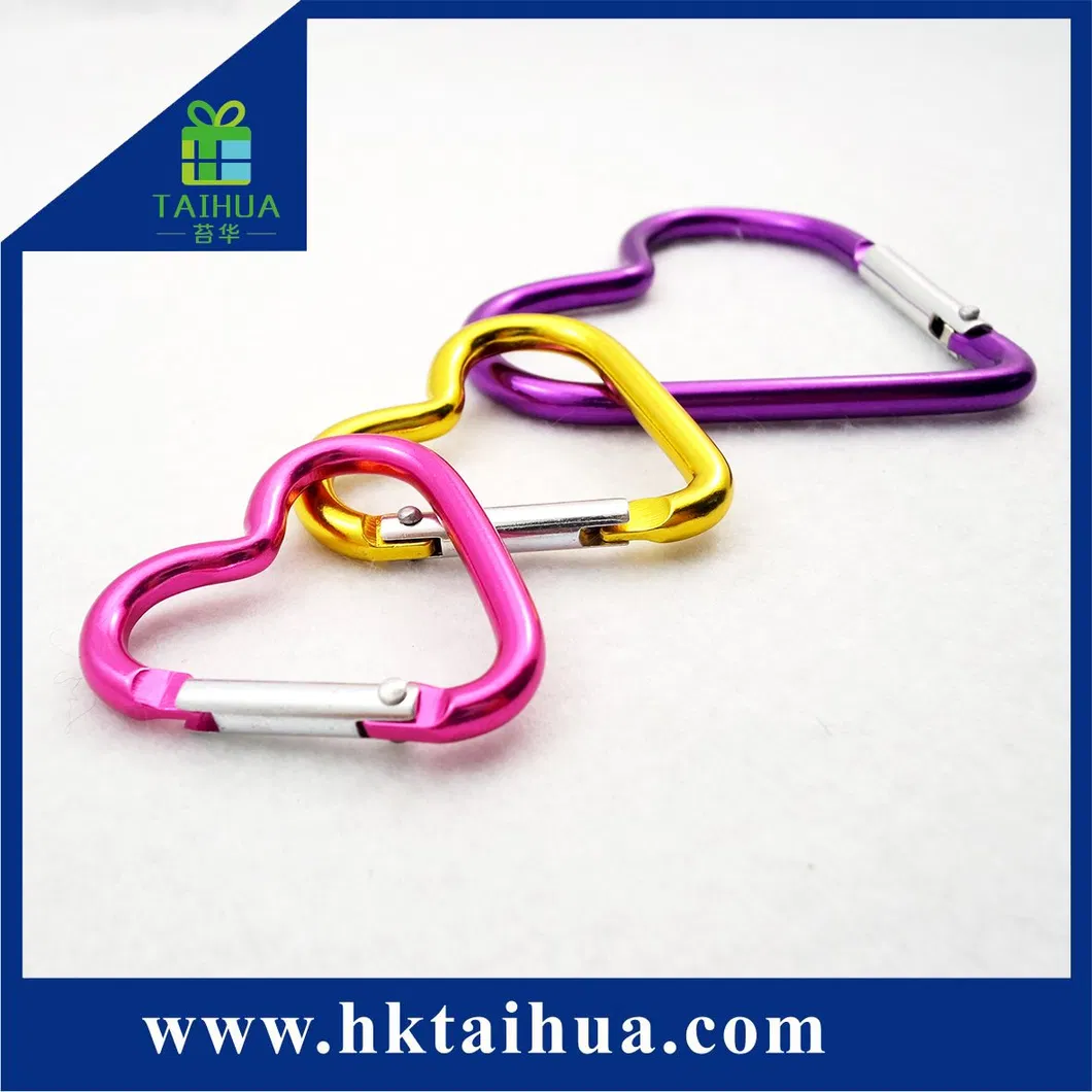 Customized Heart-Shaped Aluminum Locking Carabiner