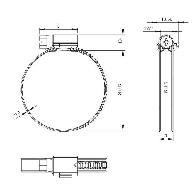 DIN 3017 Germany Type Stainless Steel Hose Clamps
