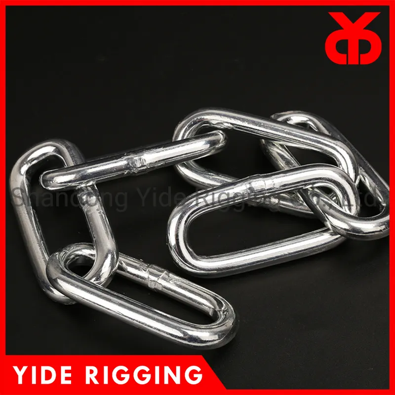 DIN5685c Long Round Link Chain Grade G30 Deburring Smooth Welded Galvanized Chain with High Quality