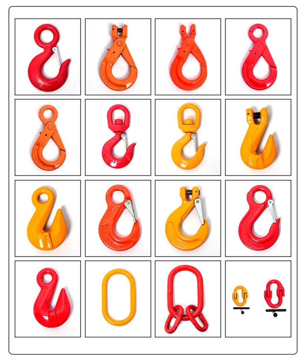 G80 Forged Master Link Clevis Grab Hook Welded Safety Pin Clutch with Latch G100 Alloy Steel Chain Sling Galvanized/ Zinc Plated Lifting Connecting Link Chain