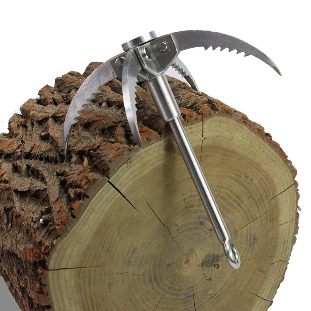 Grab Hook Outdoor Climbing 4 Hook Multi-Function Gear Stainless Steel Grab Folding Folding Flying Claw Carabiner Climbing or Branch Disassembly Esg13975