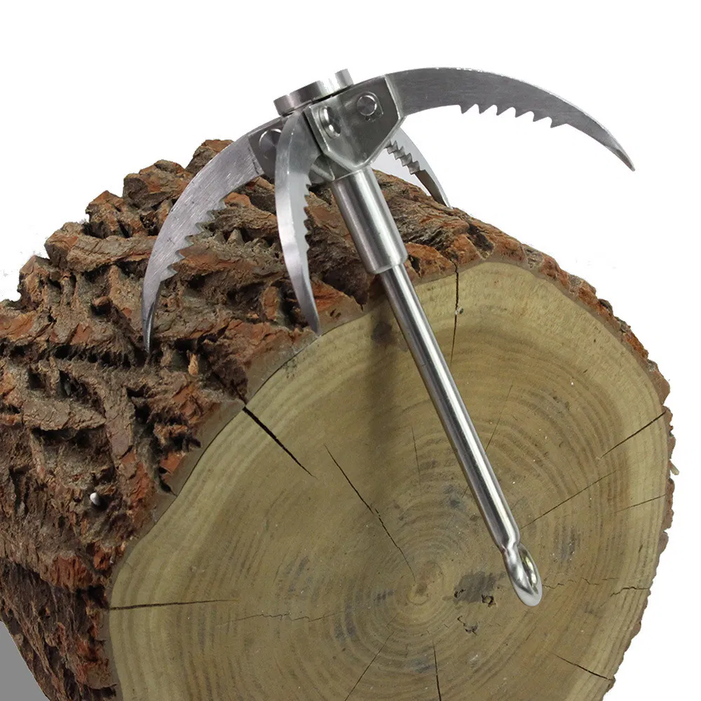 Grab Hook Outdoor Climbing 4 Hook Multi-Function Gear Stainless Steel Grab Folding Folding Flying Claw Carabiner Climbing or Branch Disassembly Esg13975