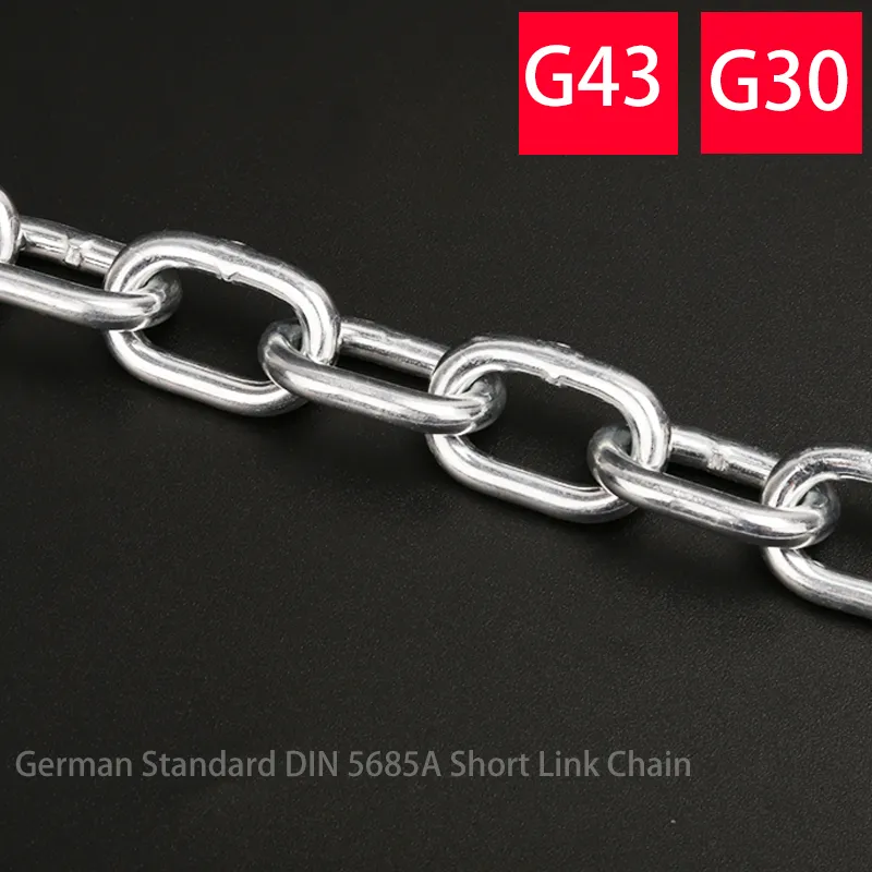 Hardware DIN5685A Short Round Link Chain Grade30 G30 Deburring Welded Galvanized Chain with High Quality
