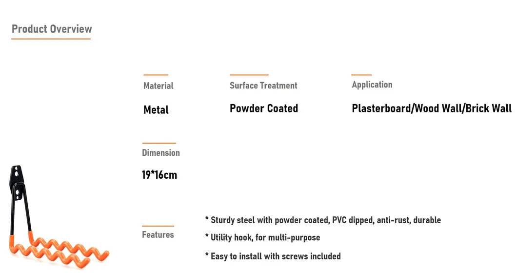 Heavy Duty Wave Hook for Long Handle Tools and Equipment Storage Utility Hanger