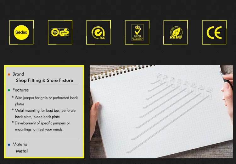 Metal Powder Coating Display Pegboard Hook Price Tag