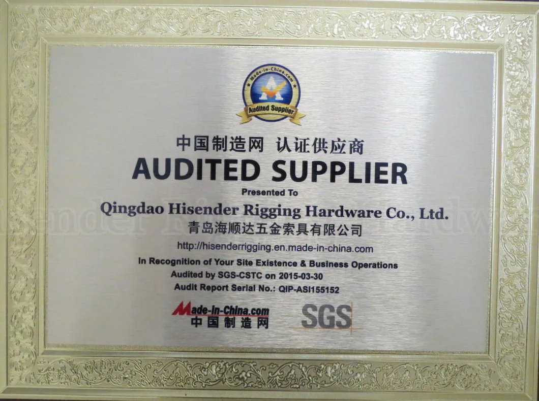 Rigging Hardware Stainlesss Steel304/316 Key Pin Shackle for Lifting