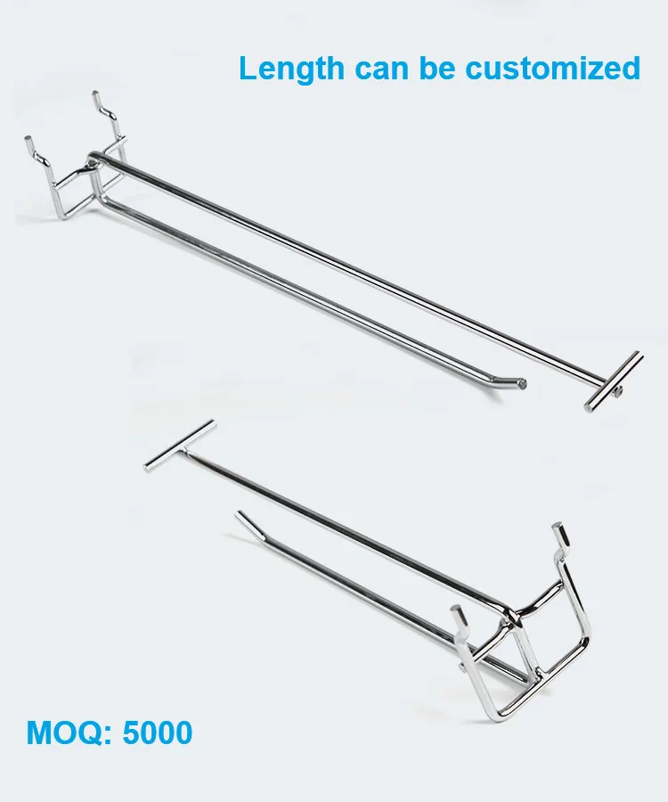 Supermarket Security Chromed Metal Display Rack Hooks