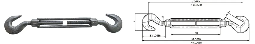 Us Type Drop Forged Turnbuckle, Hook & Hook Type
