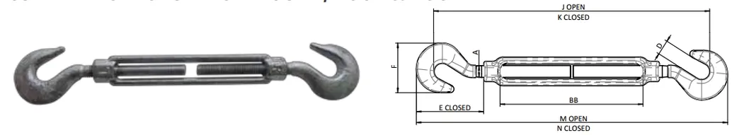 Us Type Drop Forged Turnbuckle with Hook & Hook