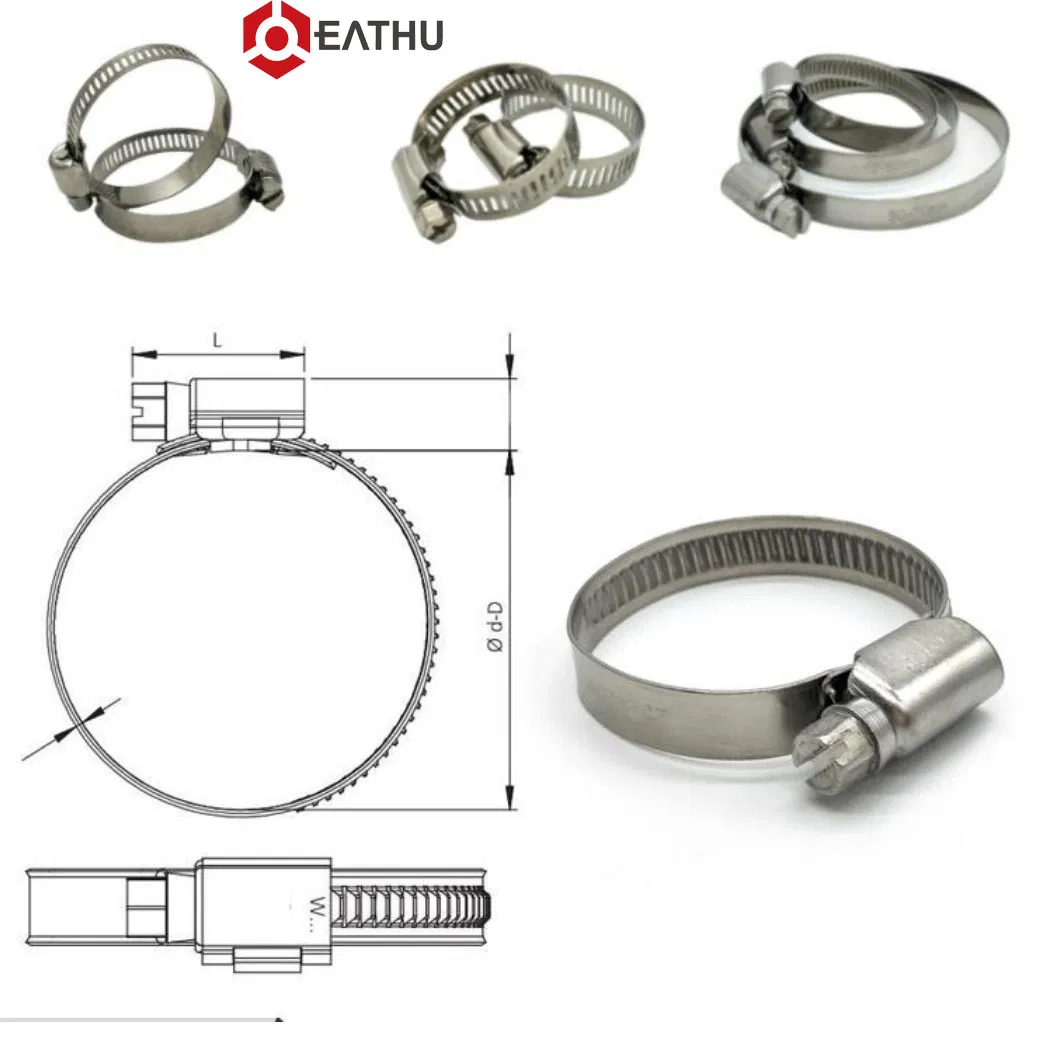 W1 Zinc Plated Steel/W2 W4 Stainless Steel Preforated American Type Hose Pipe Clamp